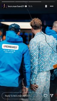 Marchand and Pierre Gasly in Melbourne; Instagram - @leon.marchand31